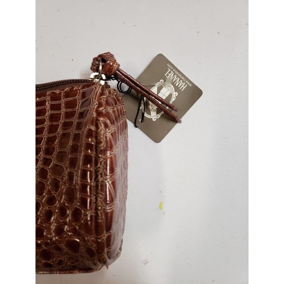 Hananel Bag Womens One Size Browm Leather Snake Pattern Zip Cosmetic Clutch NWT - Picture 2 of 5